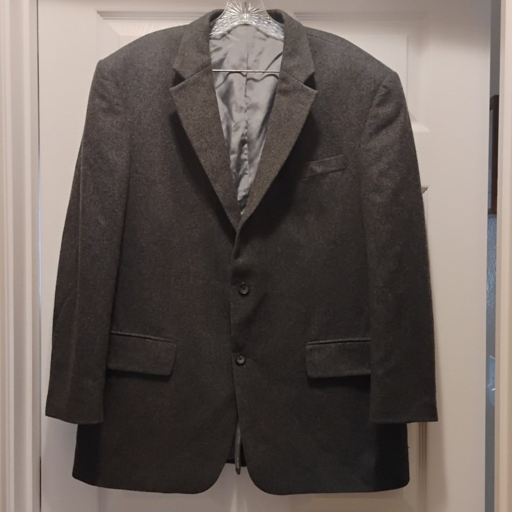 Oscar De La Renta Charcoal Gray Wool Cashmere Sport Coat Blazer Jacket Size 44R